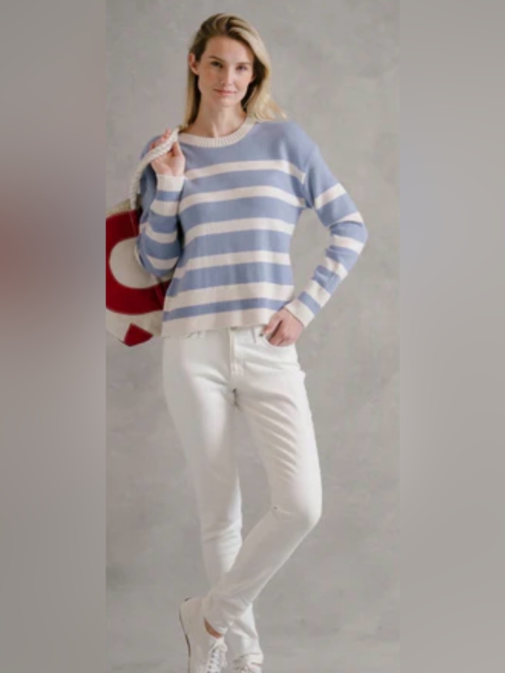 B. Draddy $500 ELLA STRIPE CREW SCOTTISH CASHMERE sz M - Picture 4 of 9